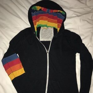 Aviator Nation Retro Rainbow Stripe Hoodie - XS